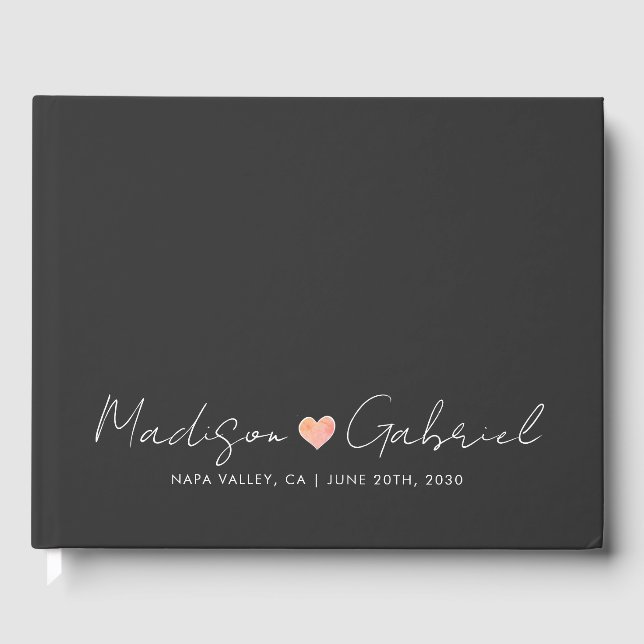 Modern Minimal Wedding Charcoal Gray Wedding Guest Book (Front)