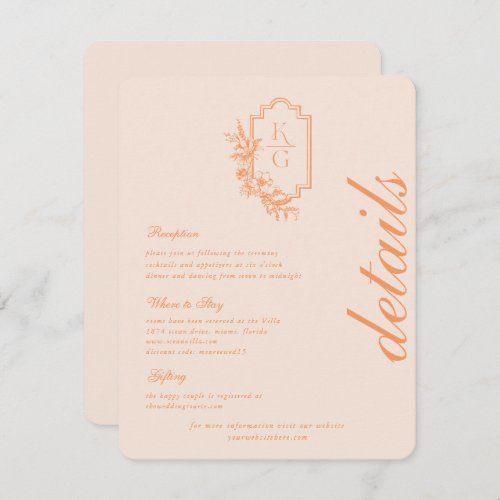 Modern Minimal  Wedding Guest Details Enclosure Card