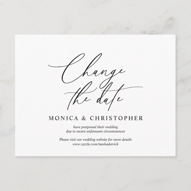 Modern minimal, Wedding invitation Postponed Postcard (Front)