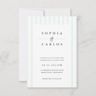 Modern Minimal Wedding Invitation with  Stripe