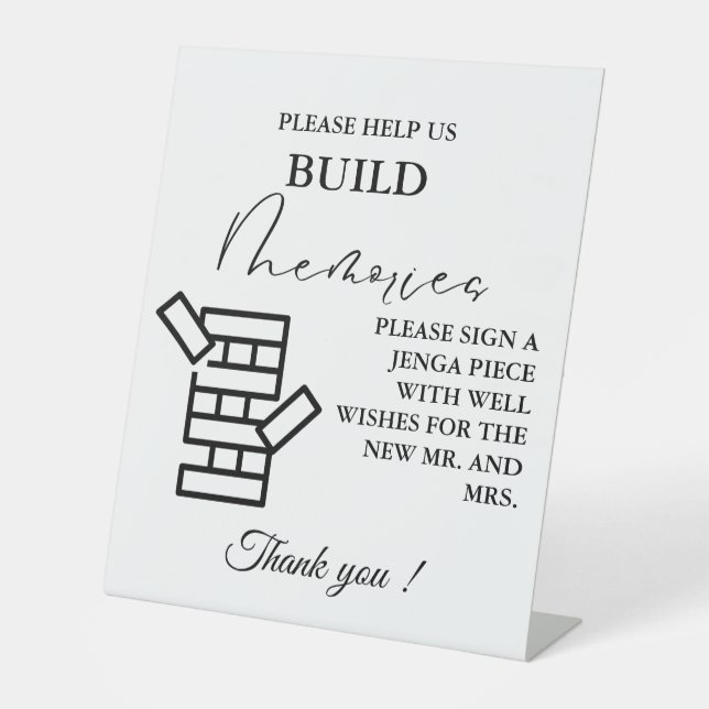 Modern Minimal Wedding Jenga Game Guestbook Sign (Front)