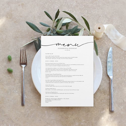 Modern Minimal  Wedding Menu