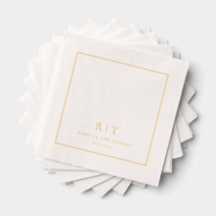 Modern Minimal Wedding Monogram Foil Napkins