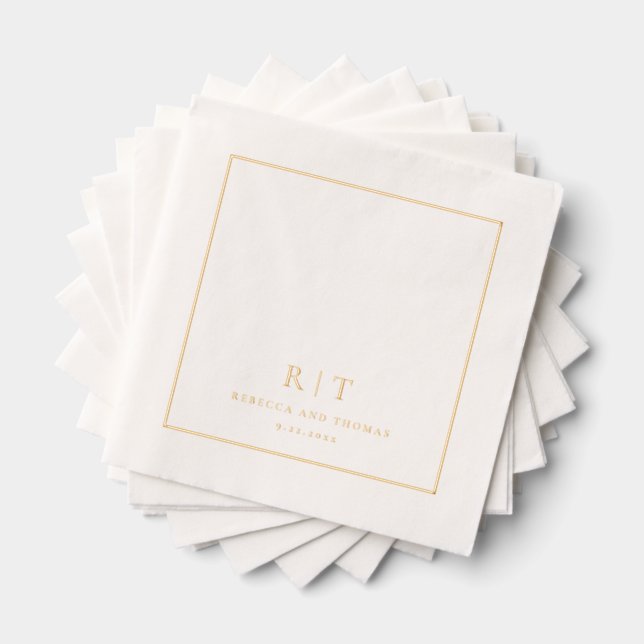 Modern Minimal Wedding Monogram Foil Napkins (Insitu (Stacked))