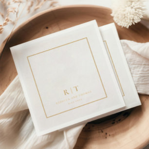 Modern Minimal Wedding Monogram Foil Napkins