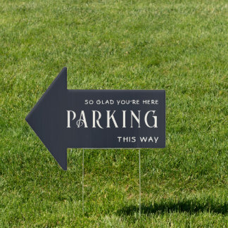 Modern Minimal Wedding Parking This Way Arrow Yard Sign