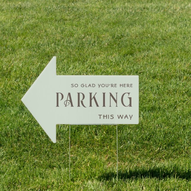 Modern Minimal Wedding Parking This Way Arrow Yard Sign (Insitu)