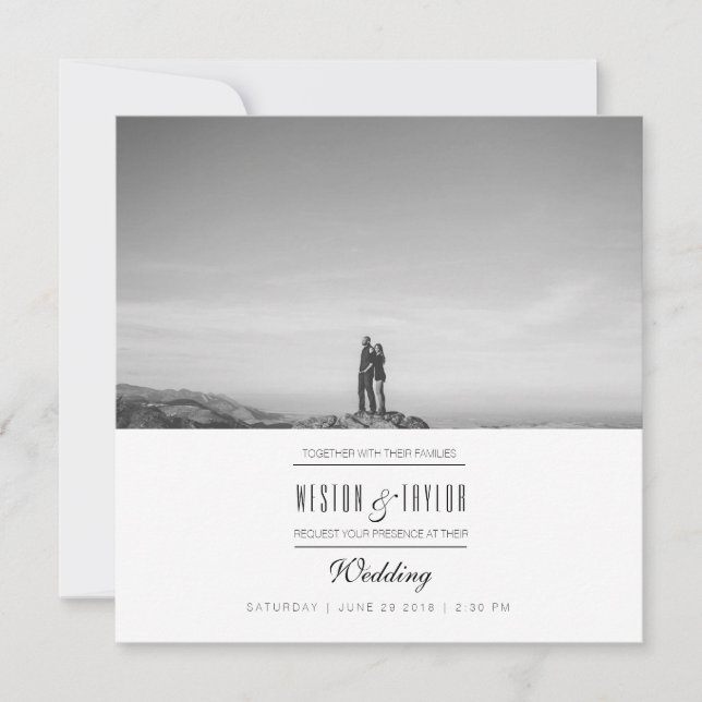 Modern & Minimal Wedding Photo Invite (Front)