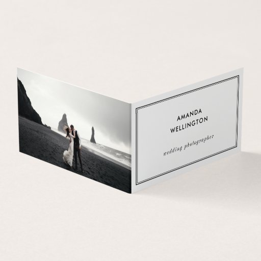 Customizable Modern Minimal Wedding Photographer Photo Folded Business Card