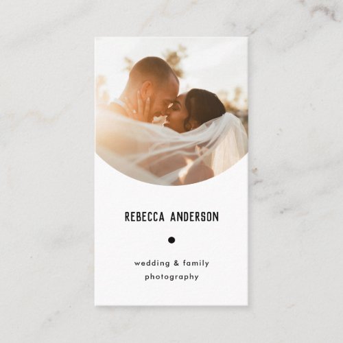 Modern Minimal Wedding Photographer Round Photo Business Card