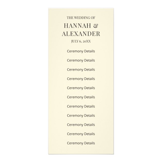 Modern Minimal Wedding Program (Front)