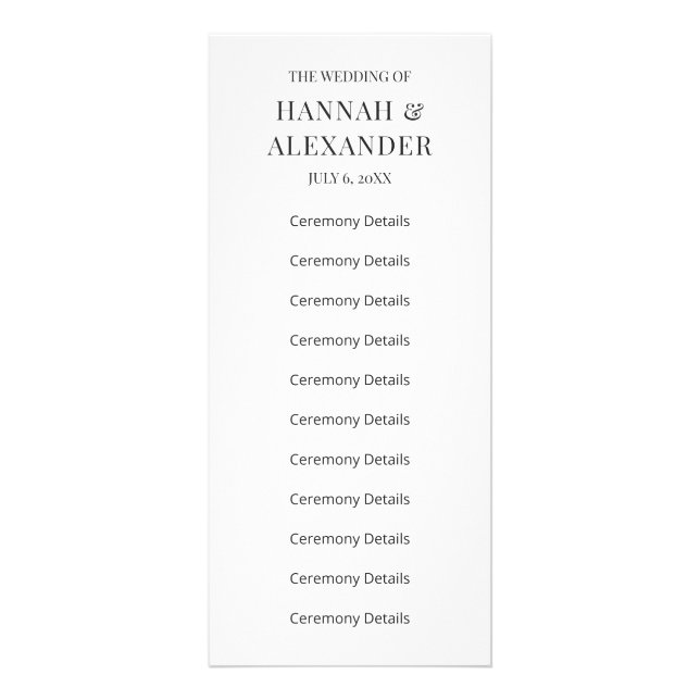 Modern Minimal Wedding Program (Front)