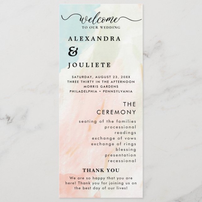 Modern Minimal Wedding Program Order Of Events (Front)