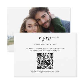 Modern Minimal Wedding QR Code Photo RSVP Card