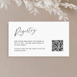 Modern Minimal Wedding Registry QR Code Enclosure Card