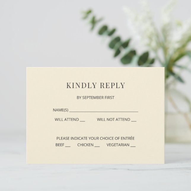 Modern Minimal Wedding RSVP Card (Standing Front)
