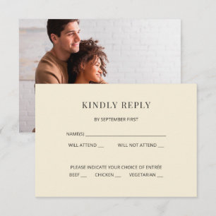 Modern Minimal Wedding RSVP Card Photo on Back
