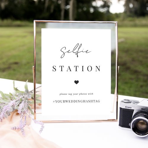 Modern Minimal Wedding Selfie Station  Hashtag Poster