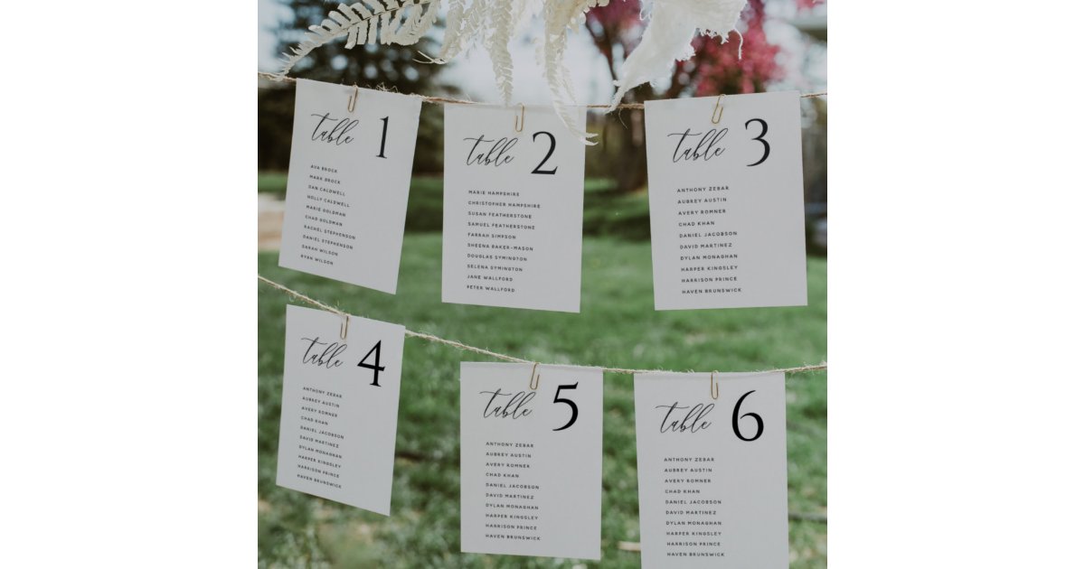 Modern Minimal Wedding Table Seating Chart Cards | Zazzle