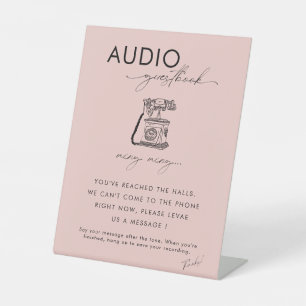 Modern Minimal Wedding Telephone Audio Guestbook Pedestal Sign