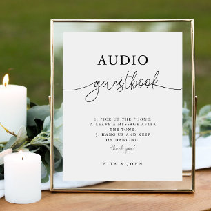 Modern Minimal Wedding Telephone Audio Guestbook Pedestal Sign