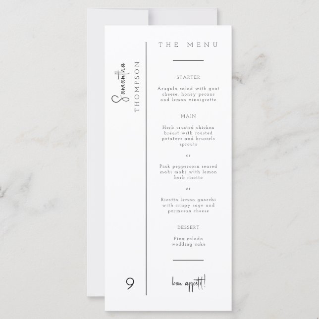 Modern Minimal Wedding Thank You Placecard Menu (Front)