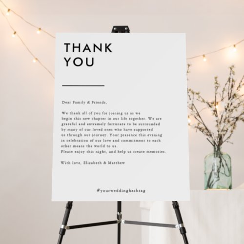 Modern Minimal  Wedding Thank You Sign