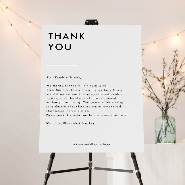 Modern Minimal | Wedding Thank You Sign (In Situ (Stand))