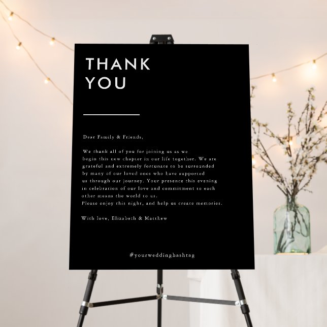 Modern Minimal | Wedding Thank You Sign (In Situ (Stand))