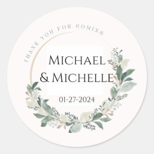 Modern minimal Wedding Welcome label blue wreath