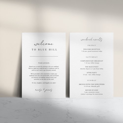 Modern Minimal Wedding Welcome Letter  Itinerary