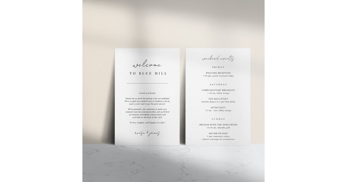 Modern Minimal Wedding Welcome Letter & Itinerary | Zazzle