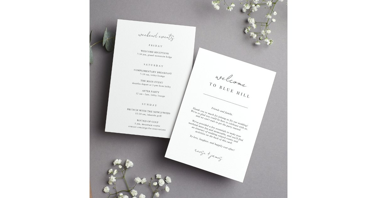 Modern Minimal Wedding Welcome Letter & Itinerary Program | Zazzle