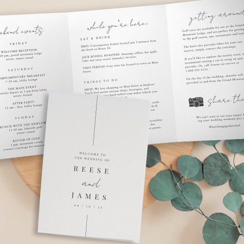Modern Minimal Wedding Welcome Letter & Itinerary Tri-Fold Program