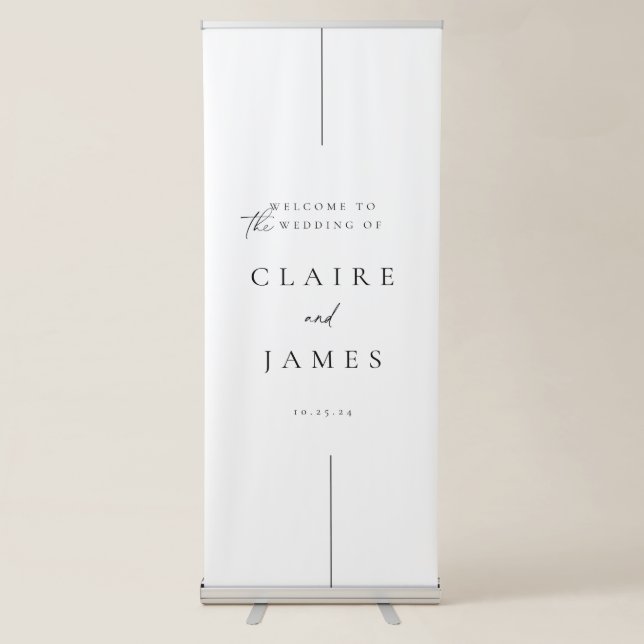 Modern Minimal Wedding Welcome Retractable Banner (Front)