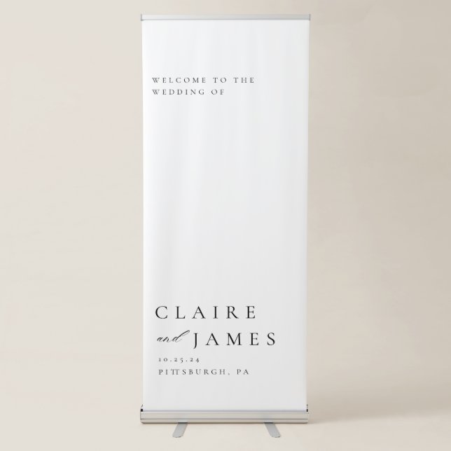 Modern Minimal Wedding Welcome Retractable Banner (Front)