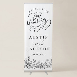 Modern Minimal Wedding Welcome Retractable Banner