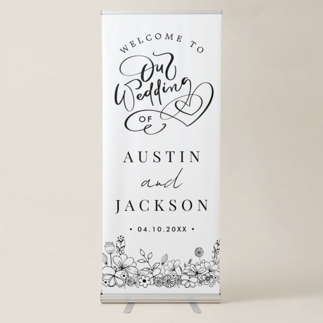 Modern Minimal Wedding Welcome Retractable Banner (Front)