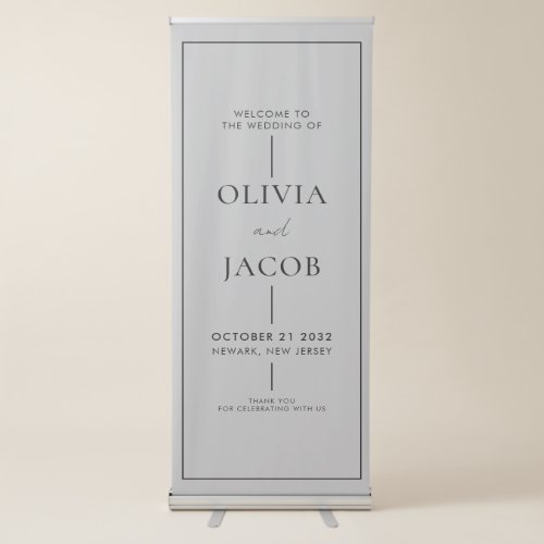 Modern Minimal Wedding Welcome Retractable Banner