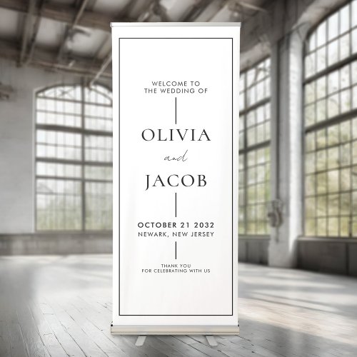 Modern Minimal Wedding Welcome Retractable Banner