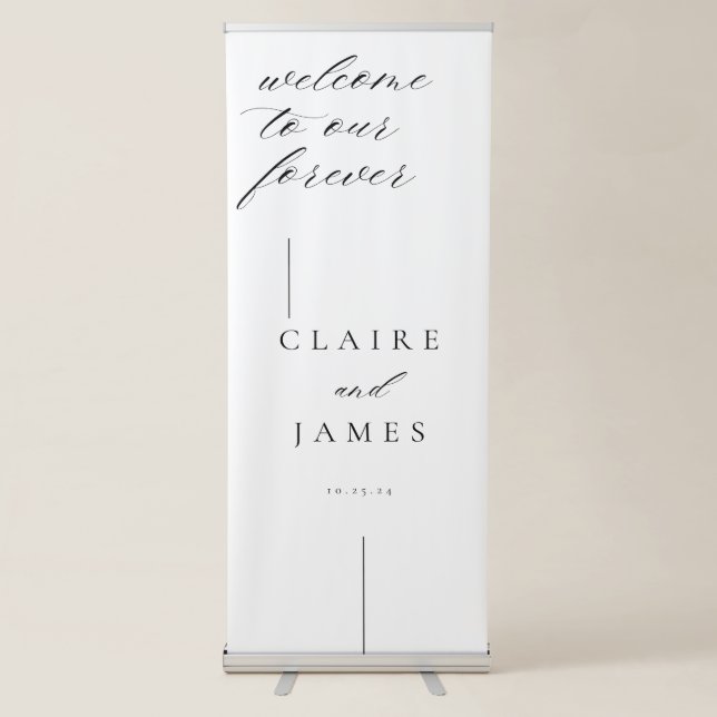 Modern Minimal Wedding Welcome Retractable Banner (Front)