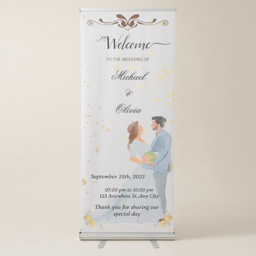 Modern Minimal Wedding Welcome Retractable Banner