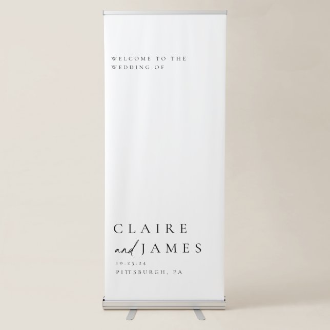 Modern Minimal Wedding Welcome Retractable Banner (Front)