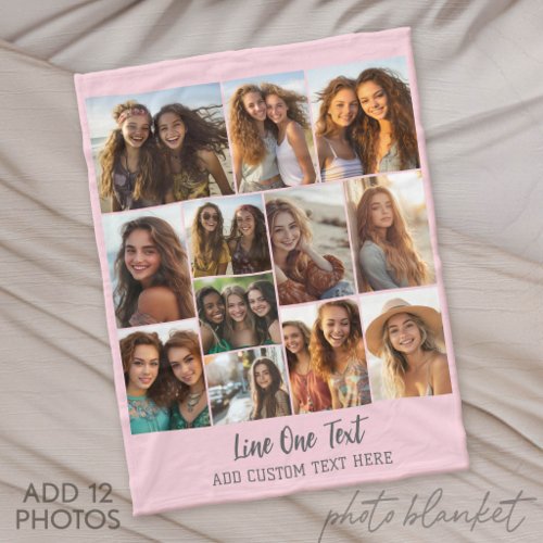 Modern Minimal White - 12 Photo Collage Fleece Blanket