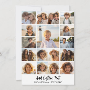 Modern Minimal White - 17 Photo Collage Grid Holiday Card