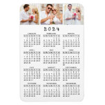 Modern Minimal White 2024 Calendar 3 Photo Collage Magnet