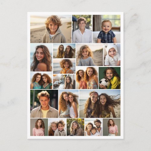Modern Minimal White - 20 Photo Collage Postcard