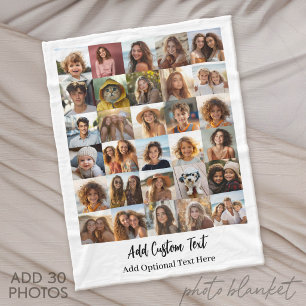 Modern Minimal White 30 Photo Collage Fleece Blanket