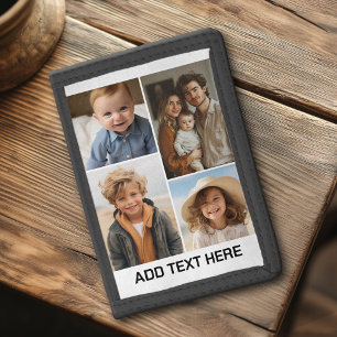Modern Minimal White 4 Photo Collage Tri-fold Wallet