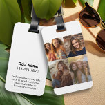 Modern Minimal White 4 Photo Collage with Contact Luggage Tag<br><div class="desc">Photo college and simple text blocks for your type. A modern design with the photo grid makes this a simple design with black type on a white background for your contact information. A unique way to capture memories and share them with friends and family.</div>
